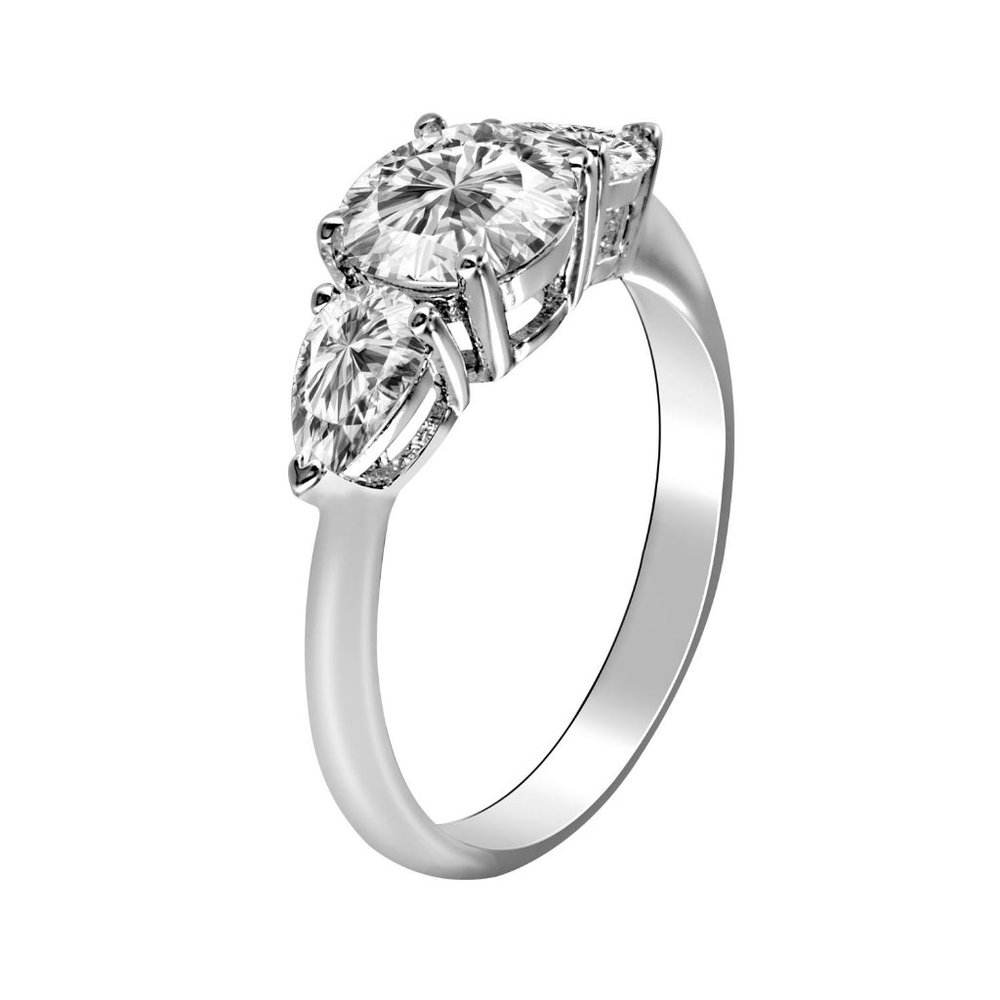 Sterling Silver 3 Stone CZ Engagement Wedding Ring - 2.25 tcw